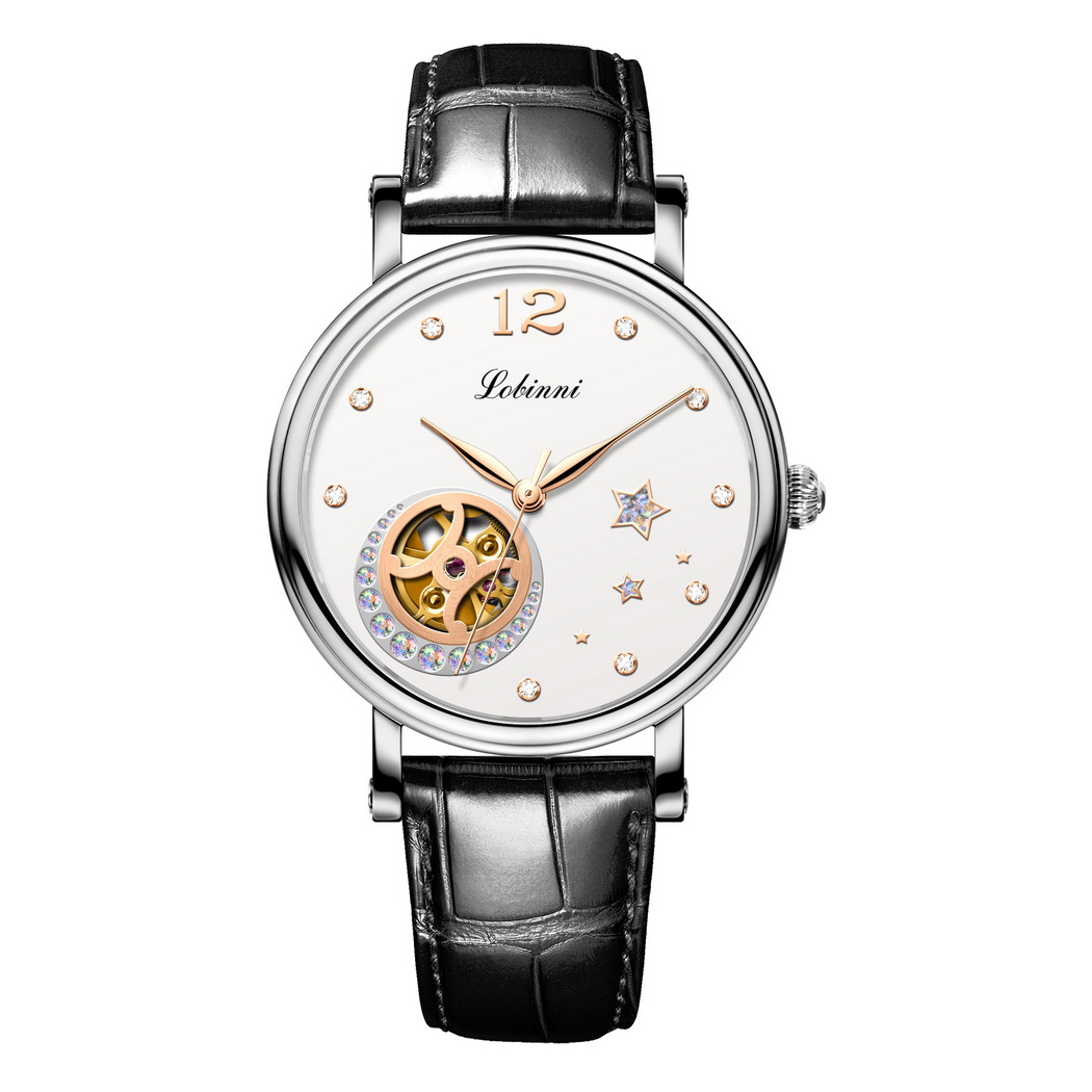Skeleton Mechanical Watch - LOBINNI Luxus-Damenuhren, Damen-Automatikuhr Schweiz Selbstaufzug mechanische