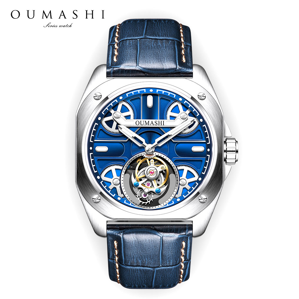 Skeleton Mechanical Watch - 41mm Luxus-Herrenuhr Tourbillon Edelstahl wasserdichte Uhr