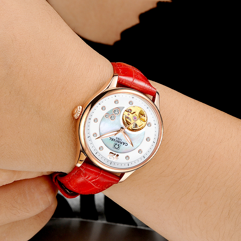 Schweiz CARNIVAL Luxus-Damenuh – Skeleton Mechanical Watch Bewertung und Preis